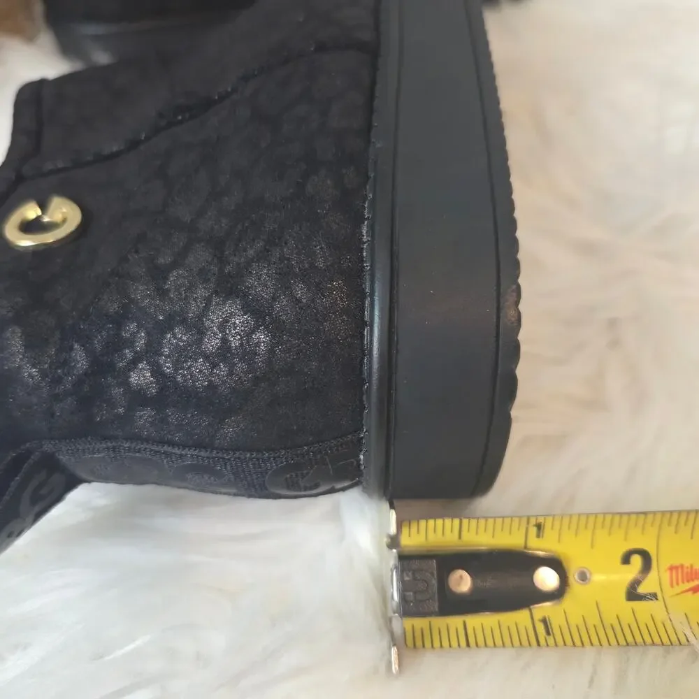 New G by Guess Black Leopard Print Mini Boot Sz 6